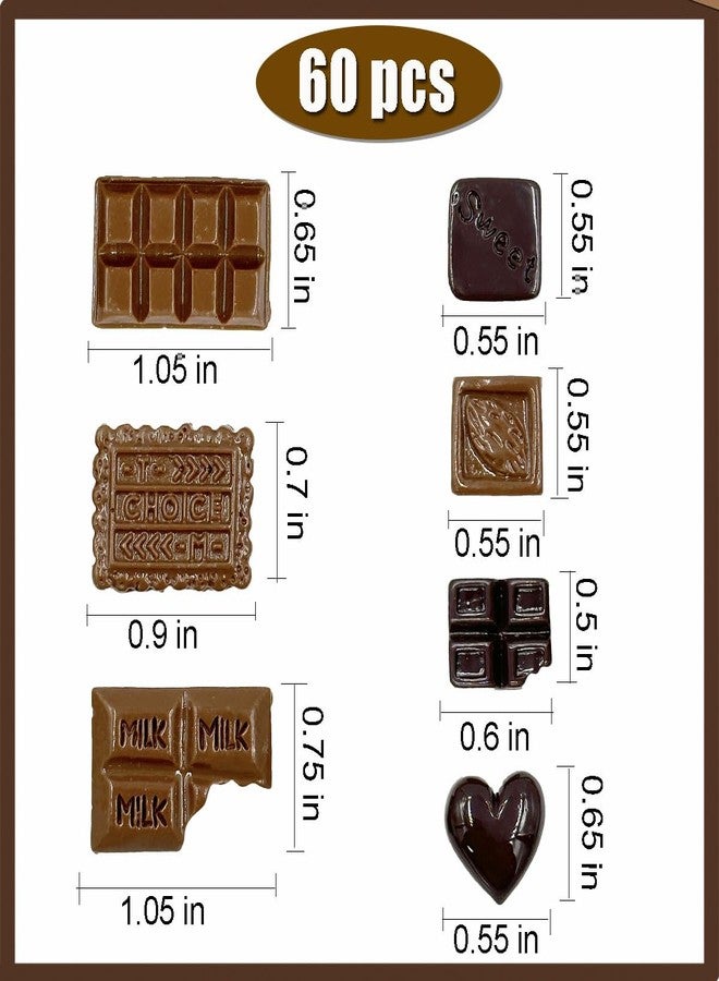 Suartus Fake Chocolate, 60Pcs Simulation Chocolate Artificial Food Chocolates Resin Flatback Cabochon Chocolates Beads Faux Dessert Candy chocolate Models for DIY Crafts Home Kitchen Decoration - Image 2